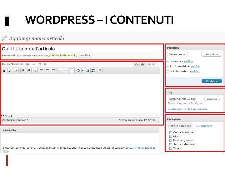 WORDPRESS – I CONTENUTI 