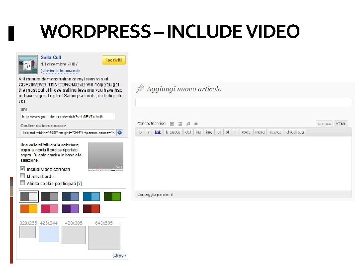 WORDPRESS – INCLUDE VIDEO 