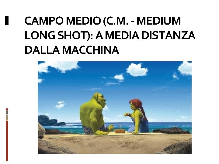 CAMPO MEDIO (C. M. - MEDIUM LONG SHOT): A MEDIA DISTANZA DALLA MACCHINA 