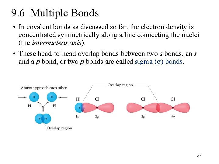 9. 6 Multiple Bonds • In covalent bonds as discussed so far, the electron