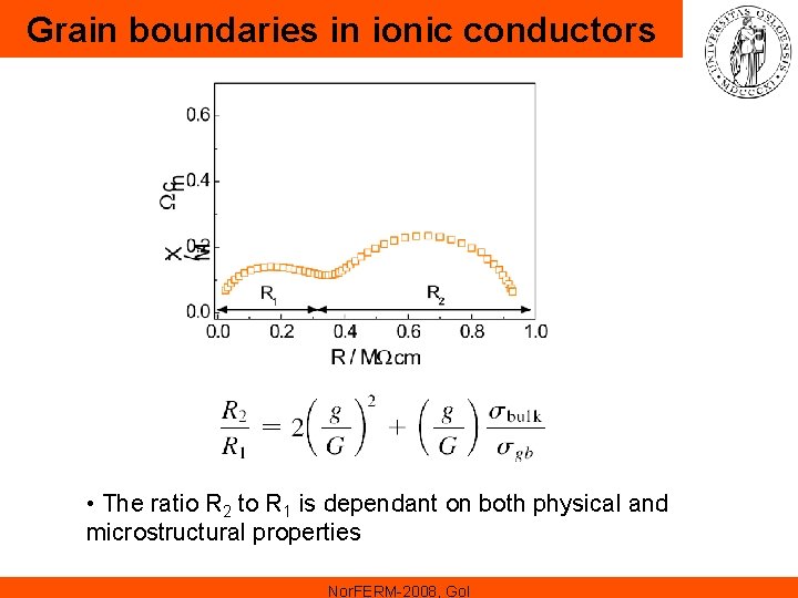 Grain boundaries in ionic conductors • The ratio R 2 to R 1 is Grain boundaries in ionic conductors • The ratio R 2 to R 1 is