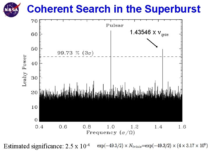 Coherent Search in the Superburst Goddard Space Flight Center 1. 43546 x nspin Estimated