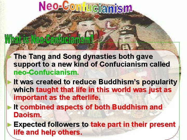 ► The Tang and Song dynasties both gave support to a new kind of