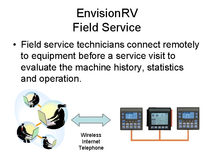 Envision. RV Field Service • Field service technicians connect remotely to equipment before a