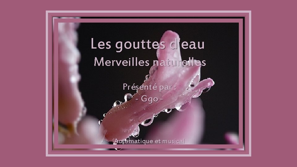 Les gouttes d'eau Merveilles naturelles Présenté par : - Ggo - Automatique et musical