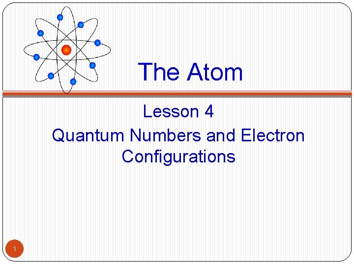 The Atom Lesson 4 Quantum Numbers and Electron Configurations 1 