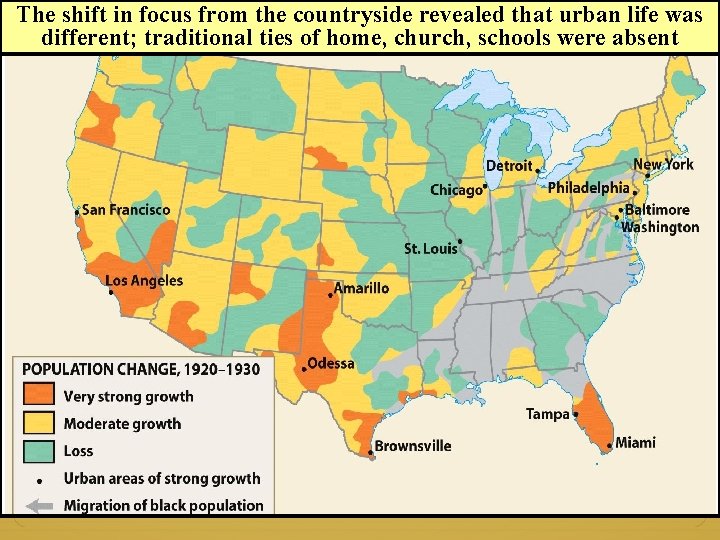 The shift in focus from the countryside revealed that urban life was different; traditional The shift in focus from the countryside revealed that urban life was different; traditional