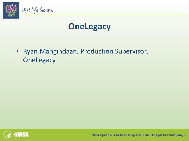 One. Legacy • Ryan Mangindaan, Production Supervisor, One. Legacy 