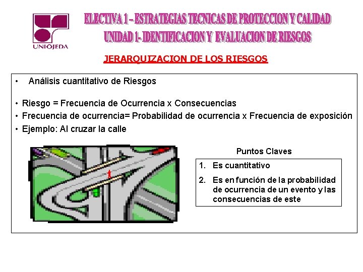 JERARQUIZACION DE LOS RIESGOS • Análisis cuantitativo de Riesgos • Riesgo = Frecuencia de