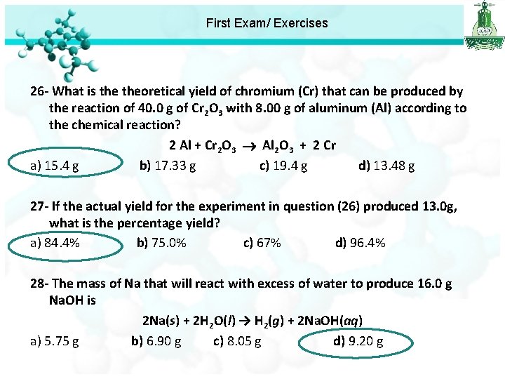 First Exam/ Exercises 26 - What is theoretical yield of chromium (Cr) that can