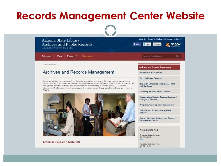 Records Management Center Website 