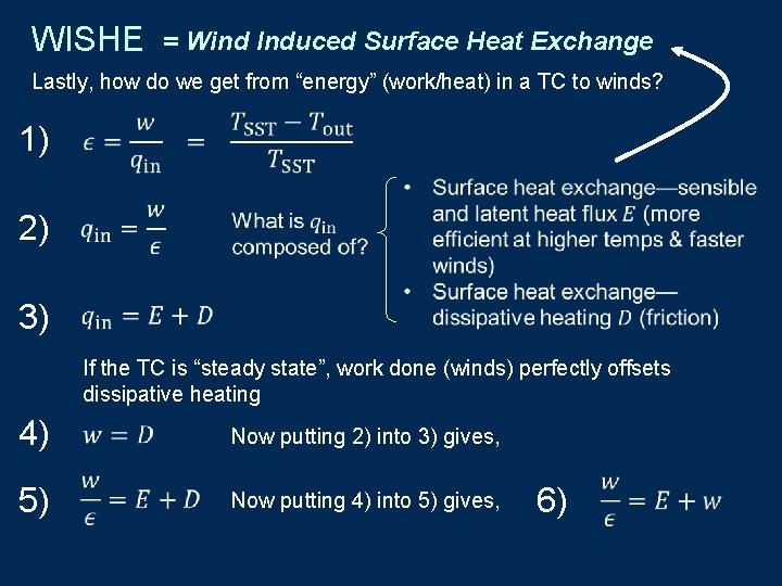 WISHE = Wind Induced Surface Heat Exchange Lastly, how do we get from “energy”