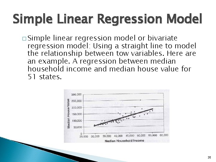 Simple Linear Regression Model � Simple linear regression model or bivariate regression model: Using