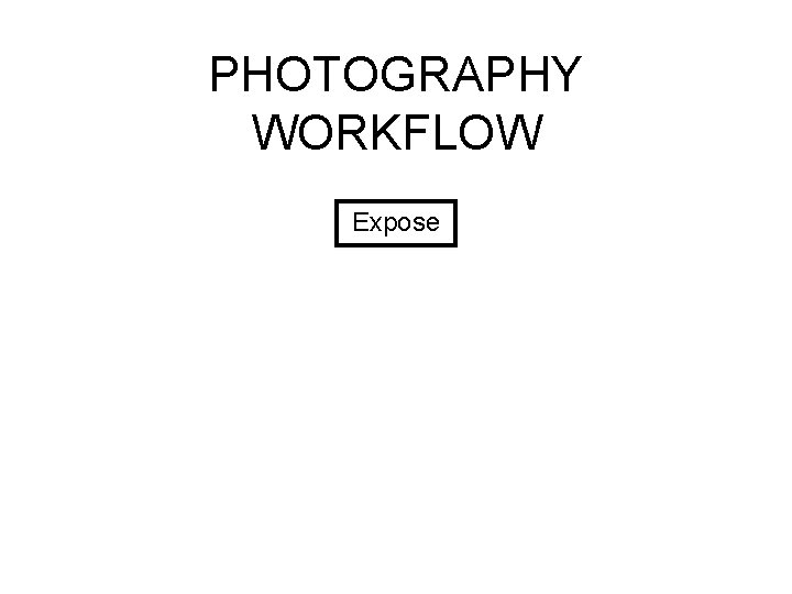 PHOTOGRAPHY WORKFLOW Expose 