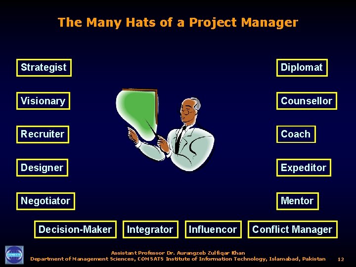 The Many Hats of a Project Manager Strategist Diplomat Visionary Counsellor Recruiter Coach Designer