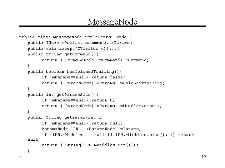 Message. Node public class Message. Node implements INode { public INode m. Prefix, m.