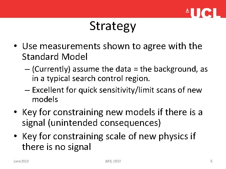 Strategy • Use measurements shown to agree with the Standard Model – (Currently) assume