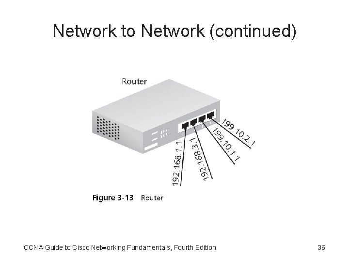 Network to Network (continued) CCNA Guide to Cisco Networking Fundamentals, Fourth Edition 36 