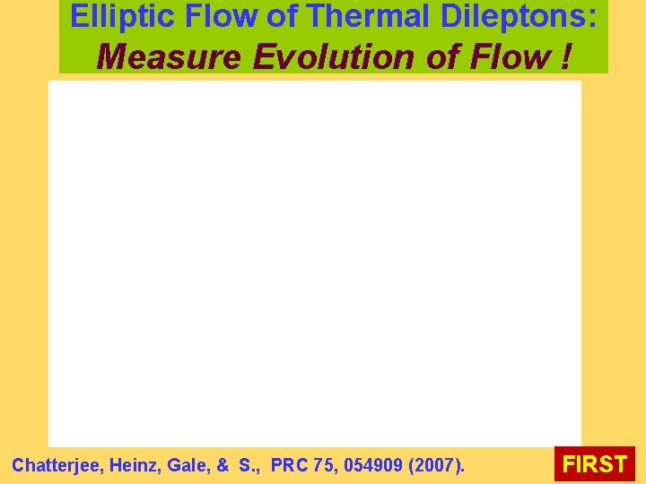 Elliptic Flow of Thermal Dileptons: Measure Evolution of Flow ! Chatterjee, Heinz, Gale, &