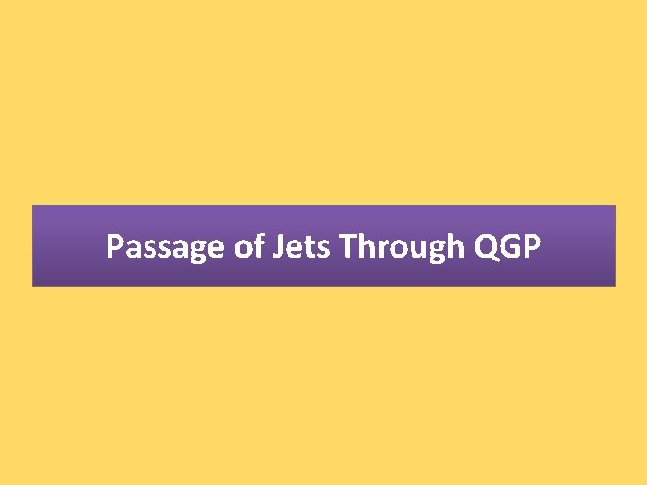 Passage of Jets Through QGP 