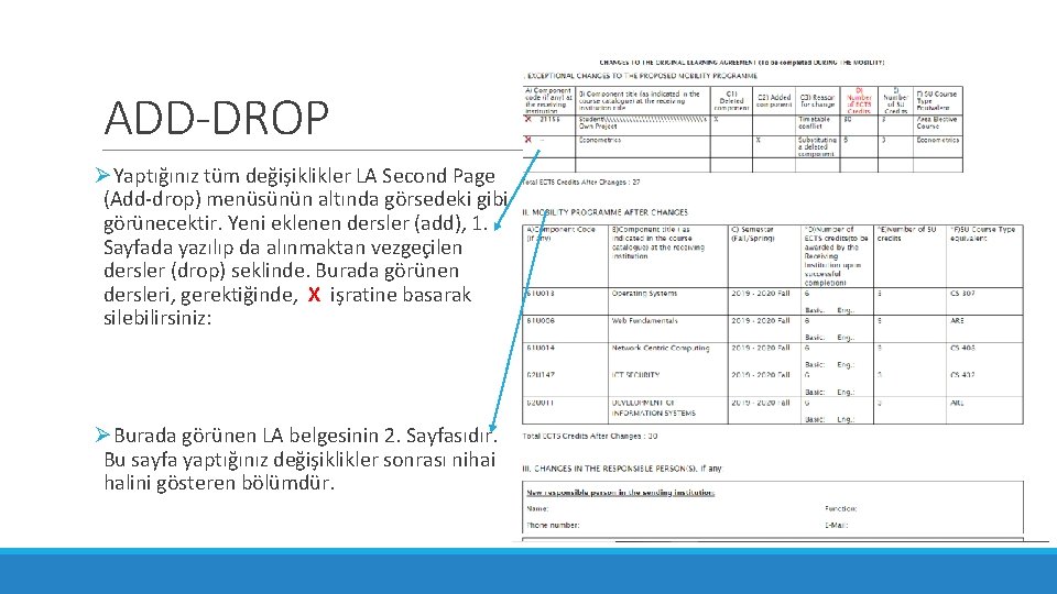 ADD-DROP ØYaptığınız tüm değişiklikler LA Second Page (Add-drop) menüsünün altında görsedeki gibi görünecektir. Yeni