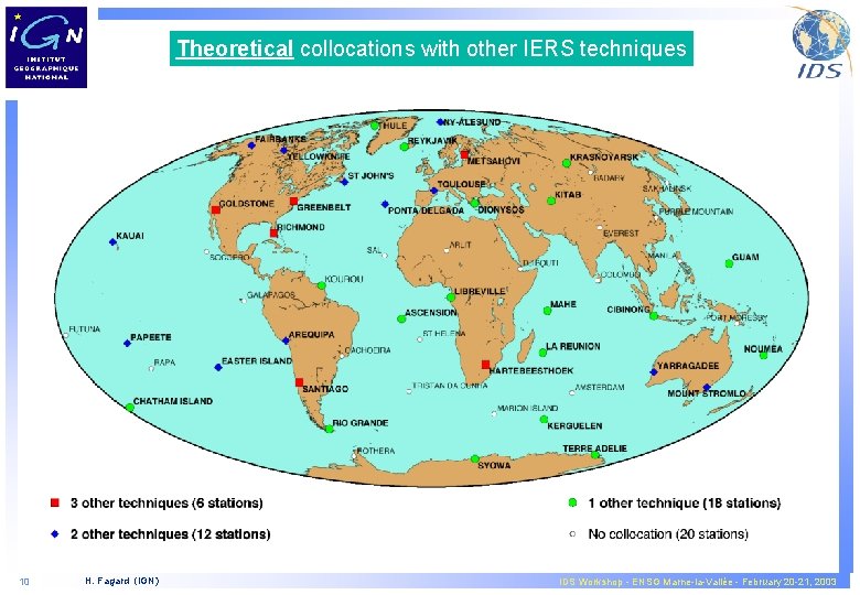 Theoretical collocations with other IERS techniques 10 H. Fagard (IGN) IDS Workshop - ENSG