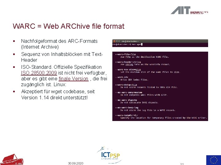 WARC = Web ARChive file format § § Nachfolgeformat des ARC-Formats (Internet Archive) Sequenz