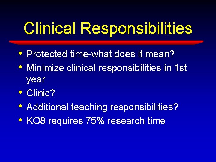 Clinical Responsibilities • • • Protected time-what does it mean? Minimize clinical responsibilities in Clinical Responsibilities • • • Protected time-what does it mean? Minimize clinical responsibilities in
