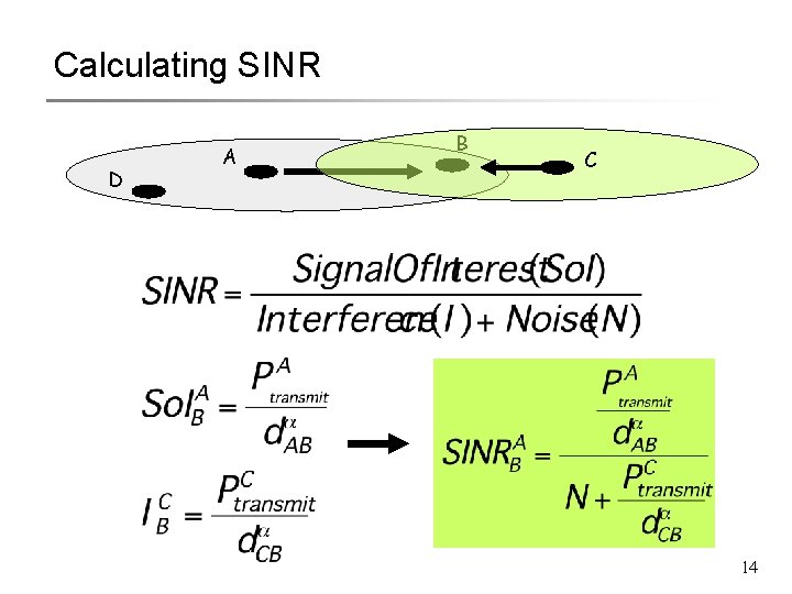 Calculating SINR D A B C 14 