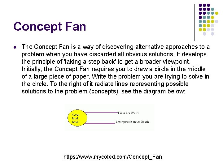 Concept Fan l The Concept Fan is a way of discovering alternative approaches to