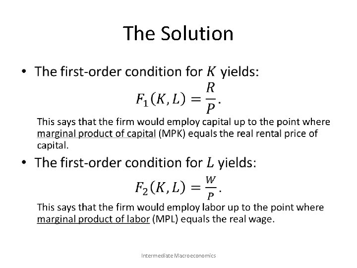 The Solution • Intermediate Macroeconomics 