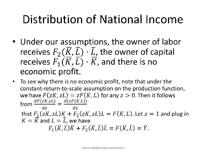 Distribution of National Income • Intermediate Macroeconomics 