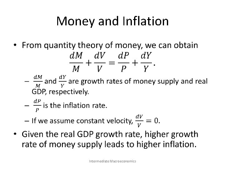 Money and Inflation • Intermediate Macroeconomics 