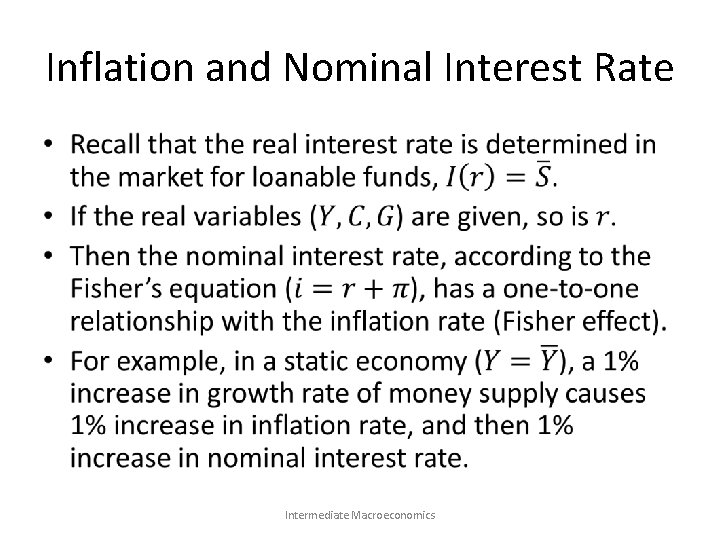 Inflation and Nominal Interest Rate • Intermediate Macroeconomics 