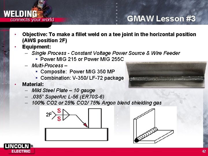 GMAW Lesson #3 • • • Objective: To make a fillet weld on a