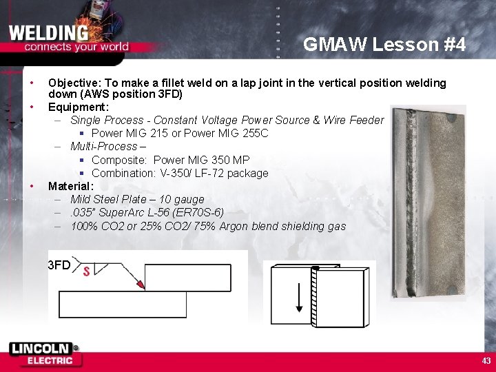 GMAW Lesson #4 • • • Objective: To make a fillet weld on a