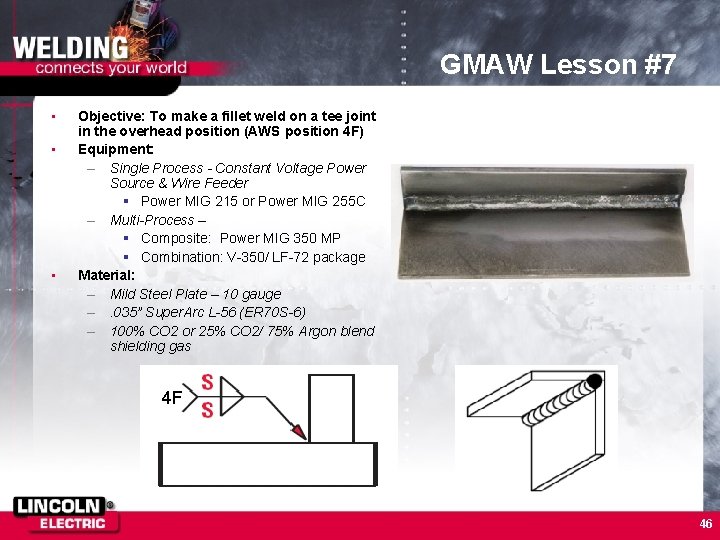 GMAW Lesson #7 • • • Objective: To make a fillet weld on a