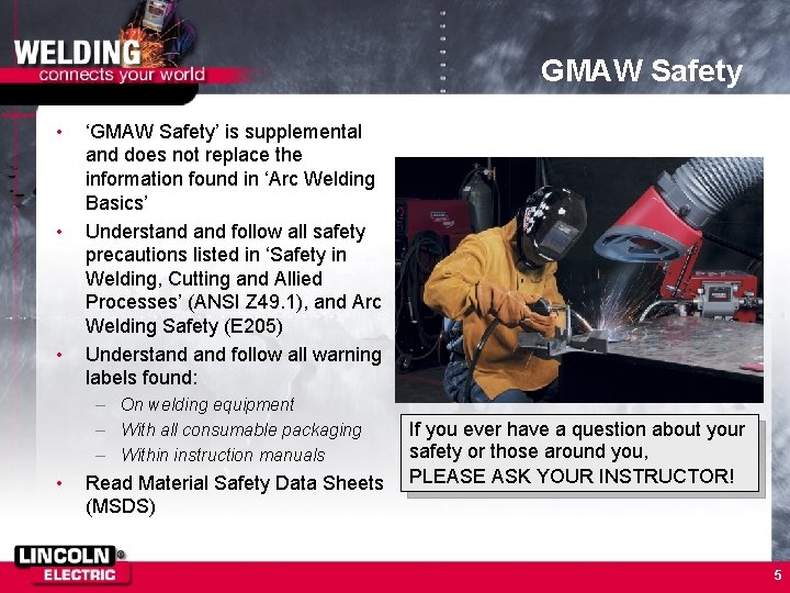 GMAW Safety • • • ‘GMAW Safety’ is supplemental and does not replace the