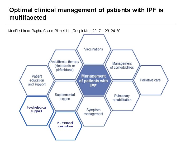 Optimal clinical management of patients with IPF is multifaceted Modified from Raghu G and