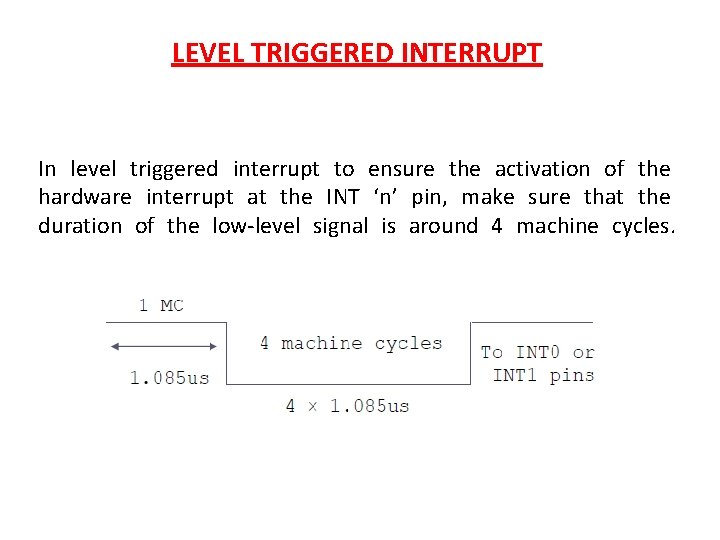 LEVEL TRIGGERED INTERRUPT In level triggered interrupt to ensure the activation of the hardware