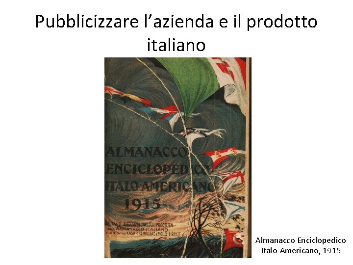 Pubblicizzare l’azienda e il prodotto italiano Almanacco Enciclopedico Italo-Americano, 1915 