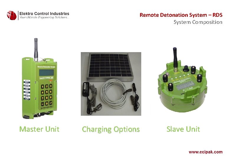 Remote Detonation System – RDS System Composition Master Unit Charging Options Slave Unit Remote Detonation System – RDS System Composition Master Unit Charging Options Slave Unit
