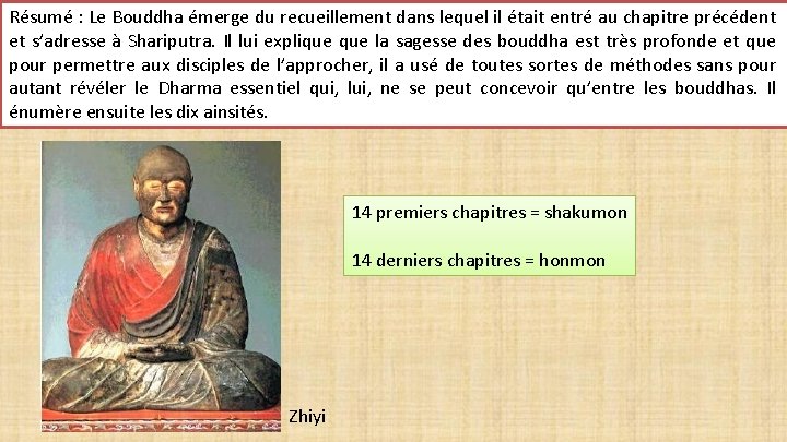 Résumé : Le Bouddha émerge du recueillement dans lequel il était entré au chapitre