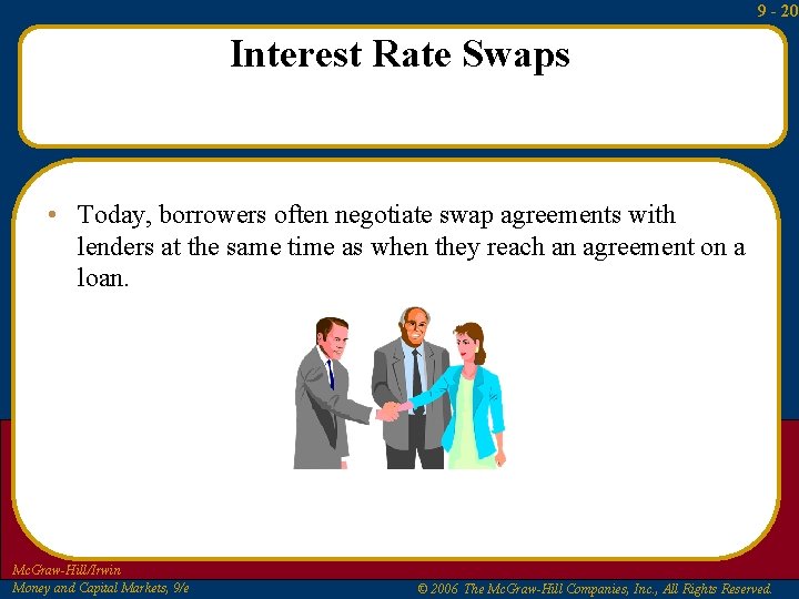 9 - 20 Interest Rate Swaps • Today, borrowers often negotiate swap agreements with