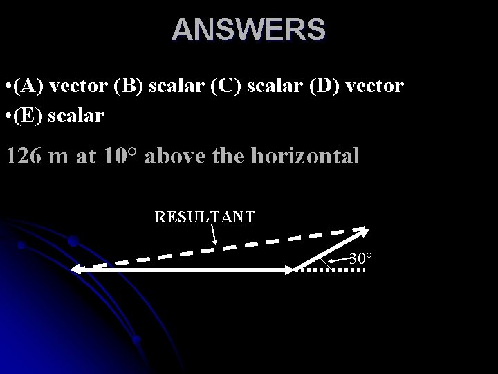 ANSWERS • (A) vector (B) scalar (C) scalar (D) vector • (E) scalar 126