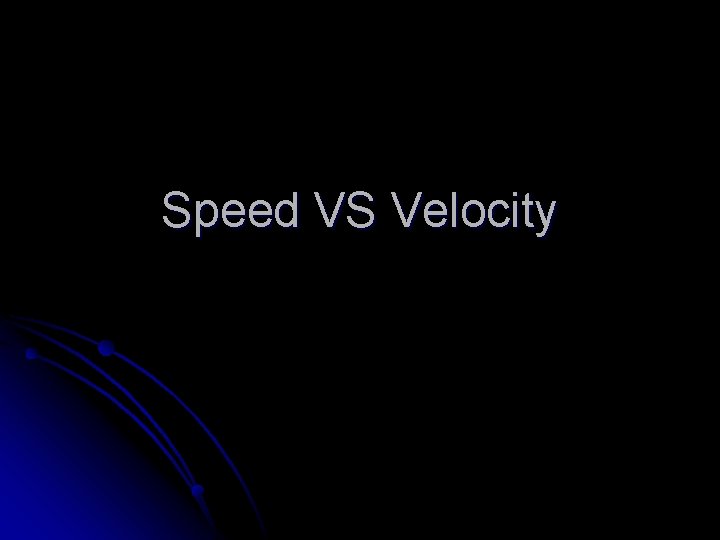 Speed VS Velocity 
