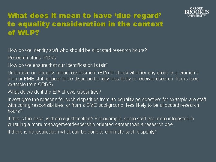What does it mean to have ‘due regard’ to equality consideration in the context What does it mean to have ‘due regard’ to equality consideration in the context