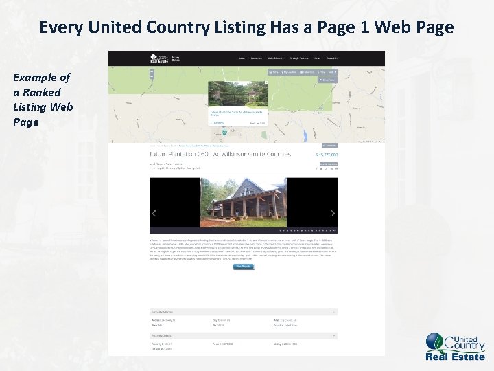 Every United Country Listing Has a Page 1 Web Page Example of a Ranked