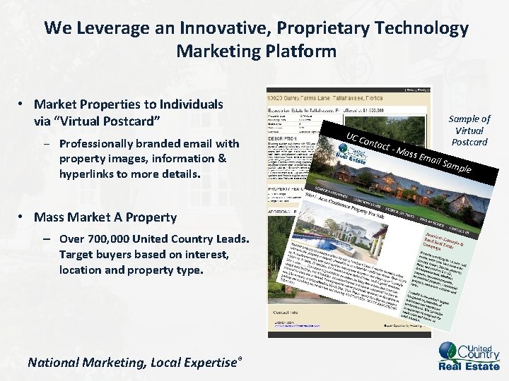 We Leverage an Innovative, Proprietary Technology Marketing Platform • Market Properties to Individuals via