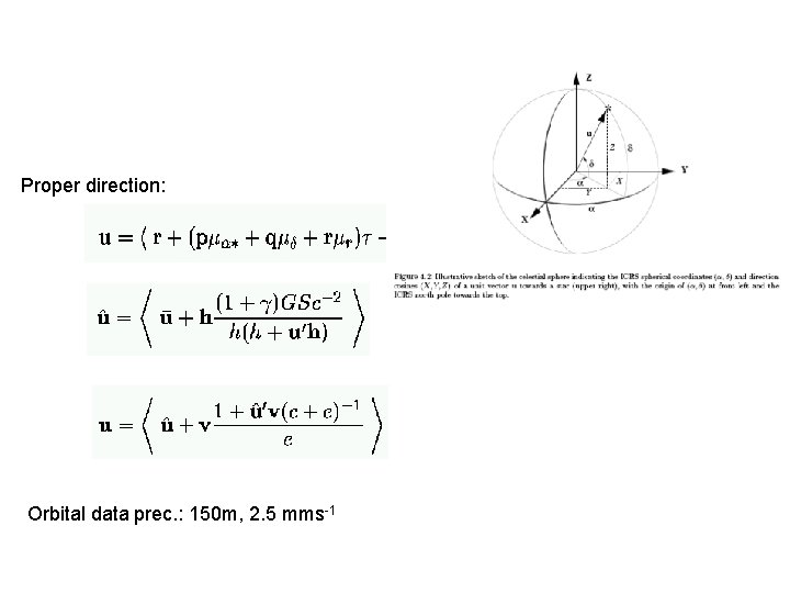 Proper direction: Orbital data prec. : 150 m, 2. 5 mms-1 Proper direction: Orbital data prec. : 150 m, 2. 5 mms-1